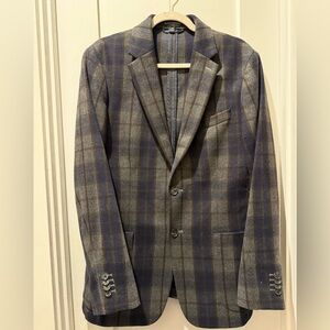 Banana Republic Factory Blue and Gray Plaid Blazer